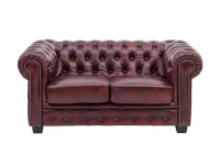 Sofa Chesterfield 2-Sitzer Echtleder rot