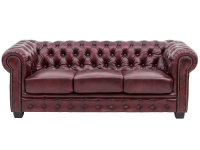 Sofa Chesterfield 3-Sitzer Echtleder rot