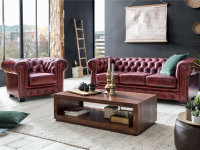 Sofa Chesterfield 3-Sitzer Echtleder rot