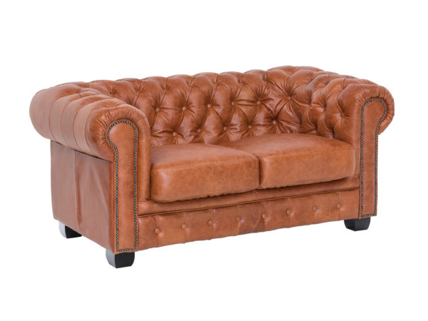 Sofa Chesterfield 2-Sitzer Echtleder vintage cracker