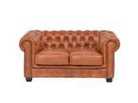 Sofa Chesterfield 2-Sitzer Echtleder vintage cracker