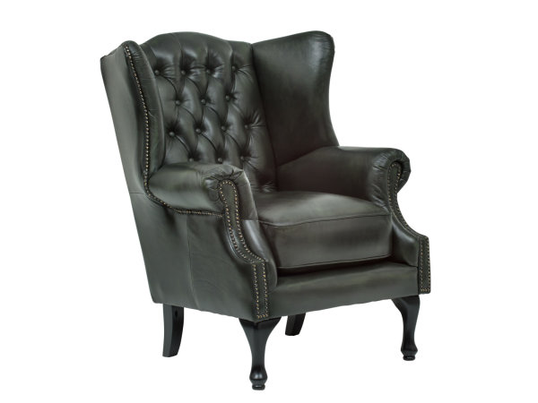 Ohrensessel Chesterfield Pittsfield Echtleder gr&uuml;n