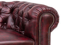 Ecksofa Chesterfield Echtleder rot