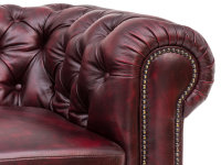 Ecksofa Chesterfield Echtleder I rot
