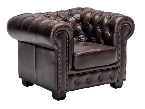 Sessel Chesterfield Echtleder braun