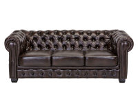 Sofa Chesterfield 3-Sitzer Echtleder braun