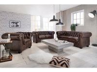 Sofa Chesterfield 2-Sitzer Echtleder braun