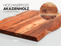 Schneidebrett Holz-Akazie 38x30x3 cm