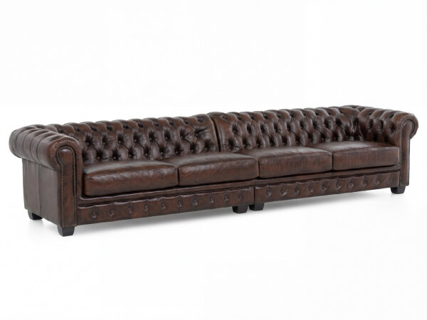 Sofa Chesterfield 6-Sitzer antik braun